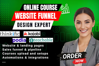 online course website, sales page website, kajabi sales funnel, thinkific, podia