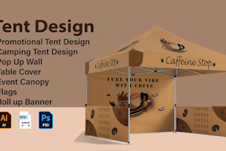 design canopy tents, roll up banner, table covers and flags
