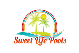 make beach pools logo of the sweet life with a tropical feel