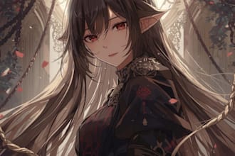 draw anime art and illustration for your vtuber, game,