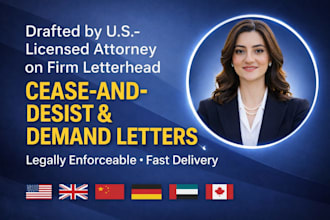 draft a demand letter or cease and desist letter as a US lawyer