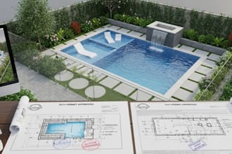 do detailed swimming pool design for permit approval and construction drawings