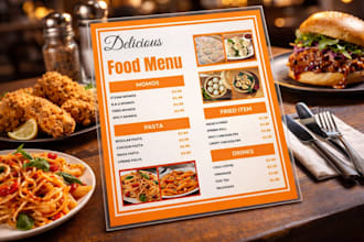 design a professional menu ready for print and digital menu