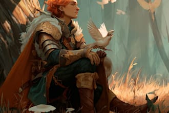 draw a fantasy dnd party character illustration