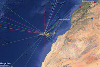 provide a kml file of ancient structures and what they point to
