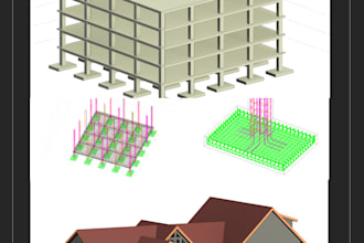 do revit, autocad, bim modeling and etabs analysis with rendering