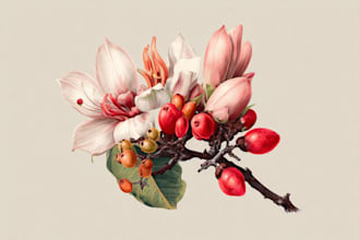 make botanical illustrations of flowers, plants