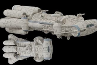 create 3d spaceship model, bowbreaker corvette model and space shuttle modelling