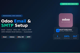 configure odoo SMTP, gmail, outlook email professionally