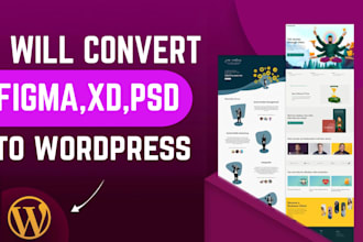 convert figma to wordpress, psd to wordpress, xd to wordpress website
