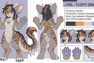 create furry ref sheet character sheet fursona anthro furry headshot reference