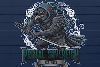 do wall mural ninja raven mascot logo design for unlimited revision