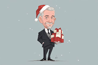 illustration christmas book, holiday cartoon caricature card
