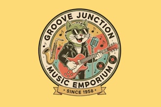 design music store vintage logo design with unlimited review