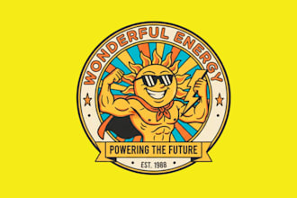 draw wonderful energy mascot logo design with unlimited review