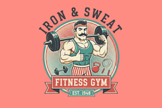 make vintage fitness center logo design with business page