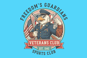 draw wonderful veteran mascot logo design with 1 day delivery