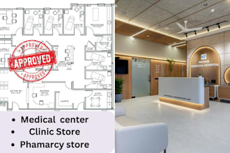 do 3 rendering for medical center, clinic and healthcare center