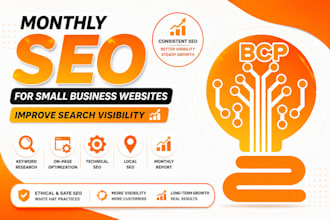 provide monthly SEO for small business websites and improve search visibility