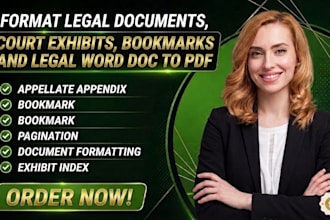format legal documents, court exhibits, bookmarks and convert word to PDF