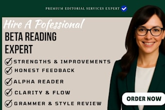 beta read your romance book, memoir, fantasy novel and provide detailed feedback