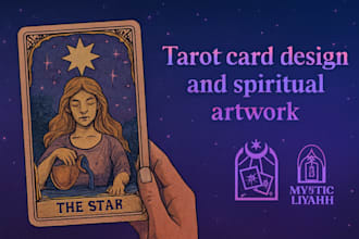 create digital tarot card design oracle card art custom card illustration