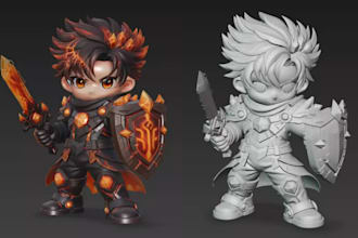 sculpt 3d fantasy characters in zbrush,3d collectible figures or toy,3d figurine