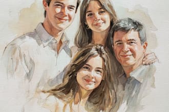 create a watercolor family portrait