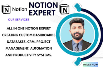 setup notion project management dashboards, workflows and systems
