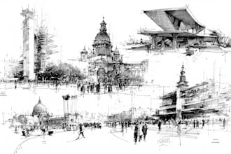 hand draw architecture and urban design sketches