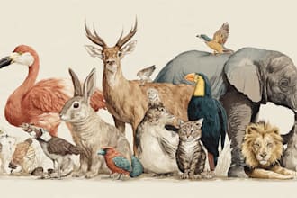 draw animals cartoon illustration