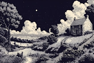 create stunning linocut or woodcut style illustrations
