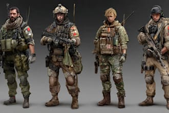 make military character design or military themed illustration
