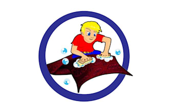 create an awesome cartoon colorful logo for rug wash
