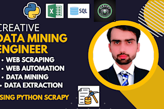 do web scraping, data mining and API scraping using python scrapy and requests