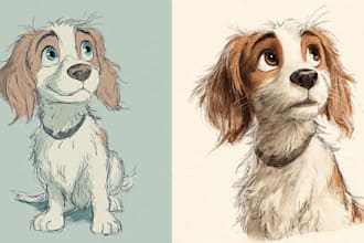 draw disney pet portrait illustration