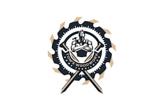 make awesome motivation custom logo for a wood workshop
