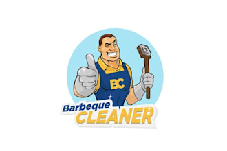 do masculine friendly character logo cleans barbecue grills