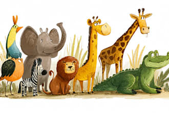 draw animals cartoon illustration