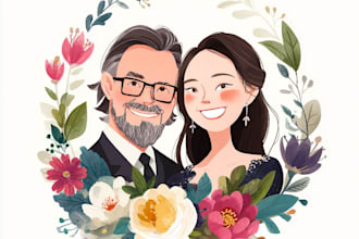 draw couple and wedding portrait illustration