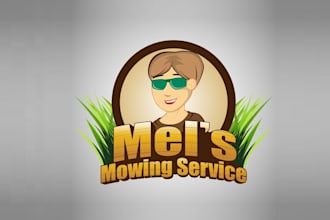 design mascot unique lawn mowing service logo