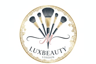 design a stylish and professional makeup brushes logo for your beauty brand
