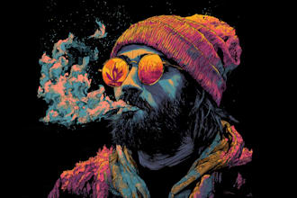 do amazing art of stoner, weed, psychedelic, unique style