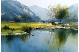 design watercolor landscape illustrationc