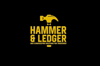design hammer ledger bookkeeping business logo