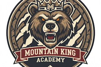 design powerful grizzly bear mascot logo