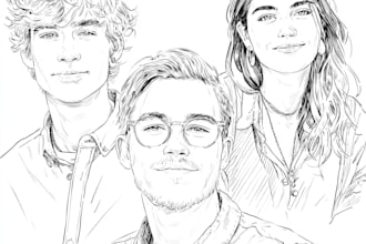 make you a lineart portrait of your friends and family
