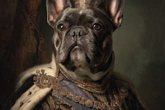 custom royal pet portrait cat portrait, dog portrait