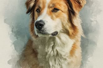 custom pet portrait, digital art, watercolor, pet memorials