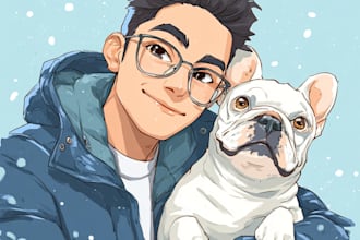 draw a cute cartoon portrait of your pet dog
